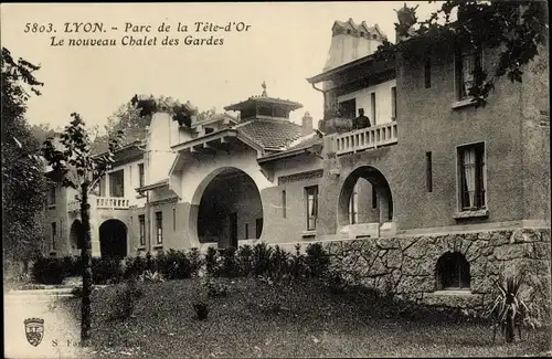 Ak Lyon Rhône, Tête-d&#39;Or-Park, Das neue Chalet des Gardes