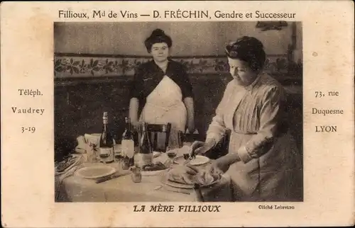 Ak Lyon Rhône, La Mere Fillioux, Schwiegersohn und Nachfolger