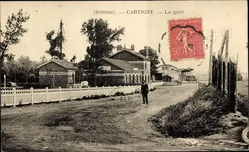 Ak Cartigny-Somme, Der Bahnhof
