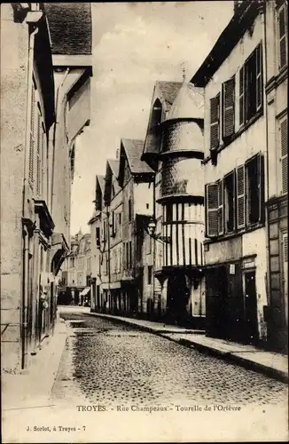 Ak Troyes Aube, Rue Champeaux, Tourelle de l'Orfévre