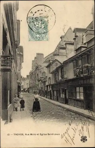 Ak Troyes Aube, Rue Molé, Kirche Saint Jean