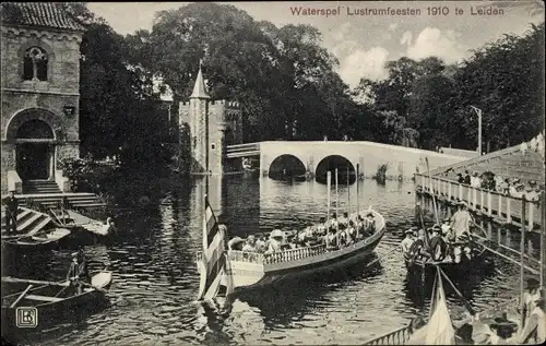 Ak Leiden Südholland Niederlande, Waterspel Lustrumfeesten 1910