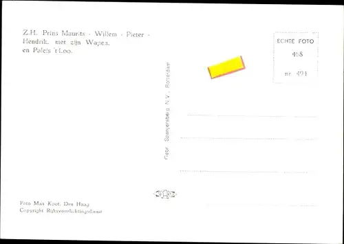 Wappen Ak Apeldoorn Gelderland Niederlande, Prinz Maurits Willem Pieter Hendrik, Palast Het Loo