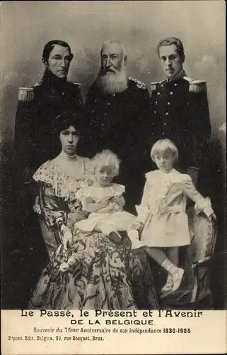 Ak Adel Belgien, 75. Jahrestag der Unabhängigkeit 1905, Leopold, Albert, Elisabeth Gabriele