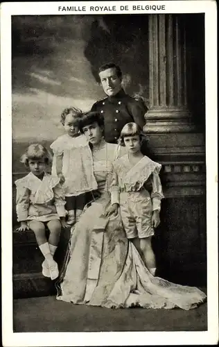Ak Famille Royale de Belgique, König Albert I. von Belgien, Portrait mit Familie