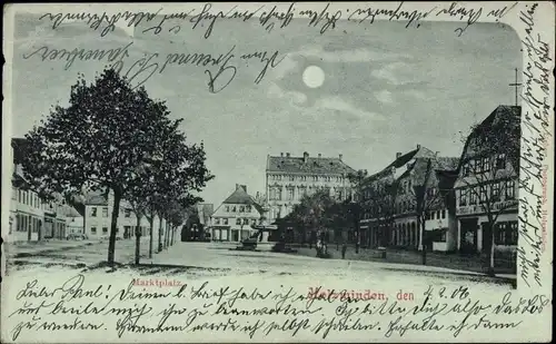 Mondschein Ak Holzminden an der Weser, Marktplatz