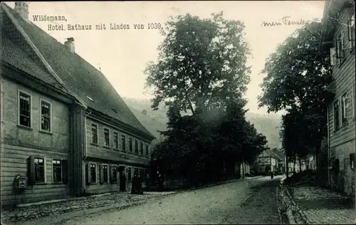 Ak Wildemann Clausthal Zellerfeld im Oberharz, Hotel Rathaus mit Linden von 1039