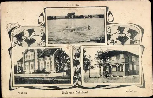 Ak Heimland Luhme Rheinsberg in Brandenburg, Logierhaus, Seepartie, Gutshaus