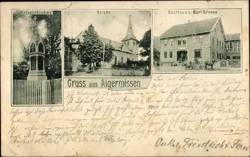 Ak Algermissen in Niedersachsen, Kriegerdenkmal, Kirche, Gasthaus