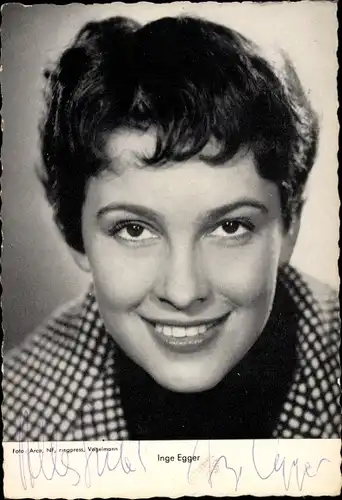 Ak Schauspielerin Inge Egger, Portrait, Autogramm