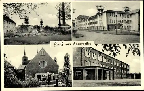 Ak Baesweiler Nordrhein Westfalen, Stadtansichten, Schule, Kirche, Zeche