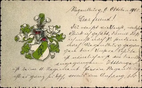 Studentika Ak Regensburg an der Donau Oberpfalz, Verbindungswappen