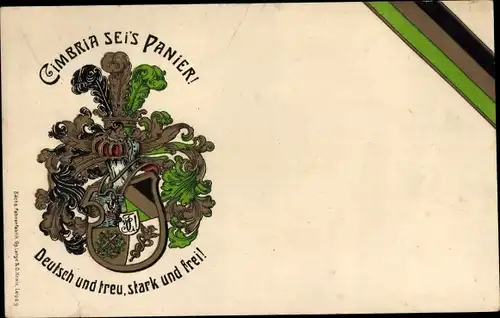 Studentika Ak Leipzig in Sachsen, Cimbria sei's Panier, Deutsch und treu, stark und frei