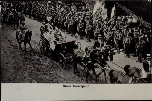 Ak Kaiser Wilhelm II., Kaiserin Auguste Viktoria, Kutsche