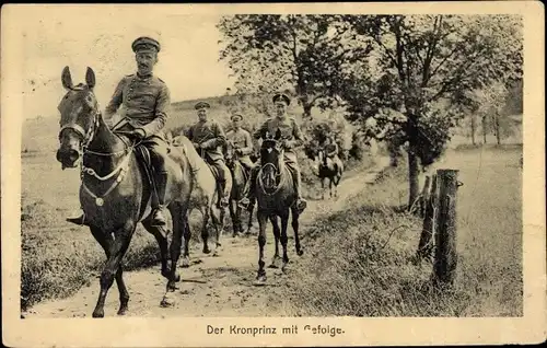 Ak Kronprinz Wilhelm von Preußen mit Gefolge zu Pferd, I WK