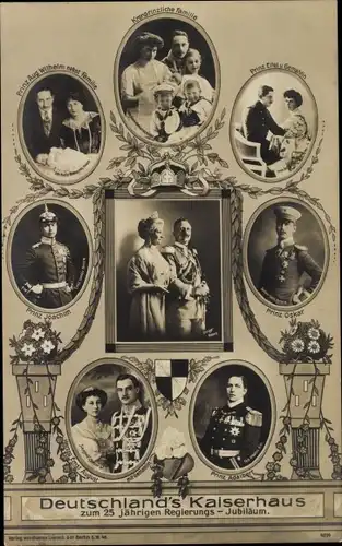Ak Deutschlands Kaiserhaus unter Wilhelm II., 25 jähriges Regierungsjubiläum