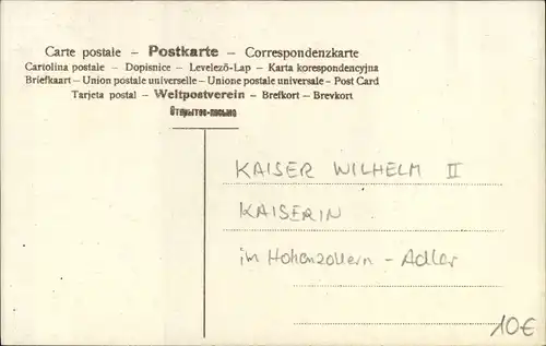 Passepartout Ak Kaiser Wilhelm II., Kaiserin Auguste Viktoria, Hohenzollern Adler