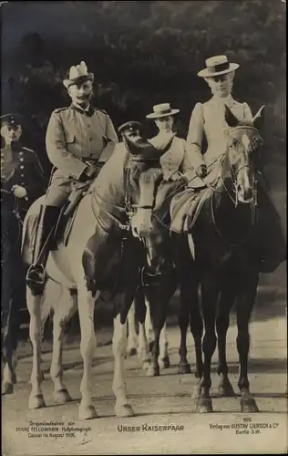 Ak Kaiser Wilhelm II., Kaiserin Auguste Viktoria, Pferde, Liersch 1126