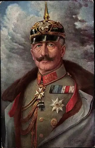 Künstler Ak v. Santho, N., Kaiser Wilhelm II., Pickelhaube, Orden