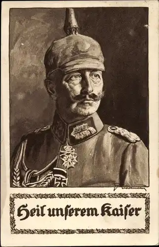 Künstler Ak Kaiser Wilhelm II., Portrait, Pickelhaube