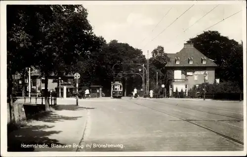 Ak Heemstede Nordholland Niederlande, Blaauwe Brug m/ Bronsteeweg