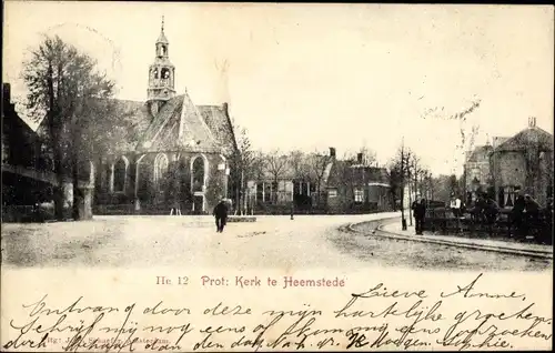 Ak Heemstede Nordholland Niederlande, Prot. Kerk, Straßenpartie