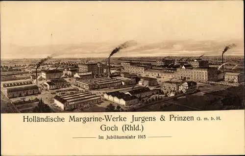 Ak Goch am Niederrhein, Holländische Margarine Werke Jurgens & Prinzen, Jubiläumsjahr 1913