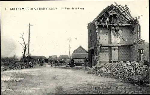 Ak Lestrem Pas de Calais, Apres l'Invasion, Le Pont de la Lawe