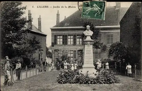 Ak Lillers Pas de Calais, Jardin de la Mairie