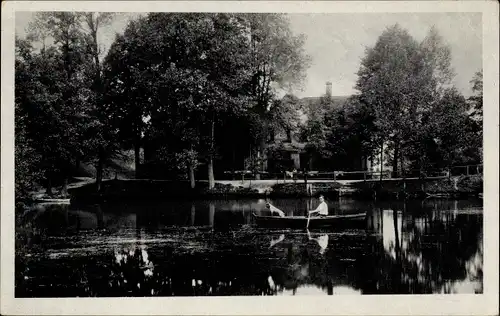 Ak Ronneburg in Thüringen, Talmühle im Gessental, Ruderboot auf Teich