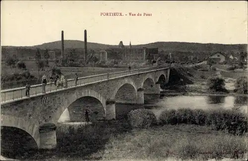 Ak Portieux Vosges, Blick von der Brücke