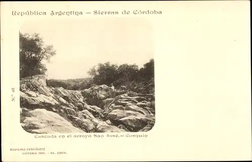 Ak Cosquín Argentinien, Sierras de Cordoba, Cascada en el arroyo San Jose