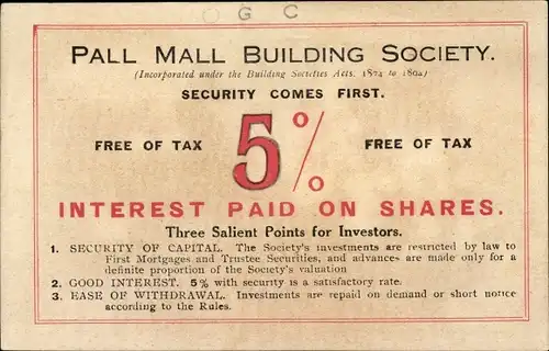Ak London City England, Pall Mall Building Society