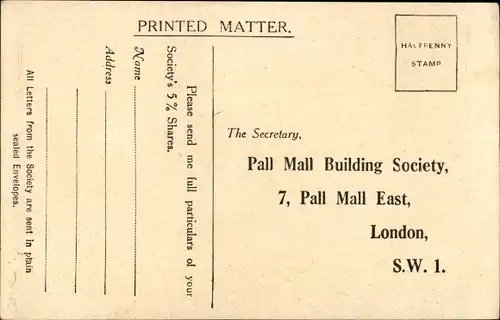 Ak London City England, Pall Mall Building Society