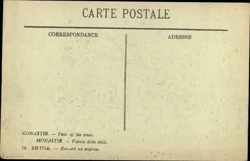 Ak Bitola Monastir Mazedonien, Blick auf die Stadt