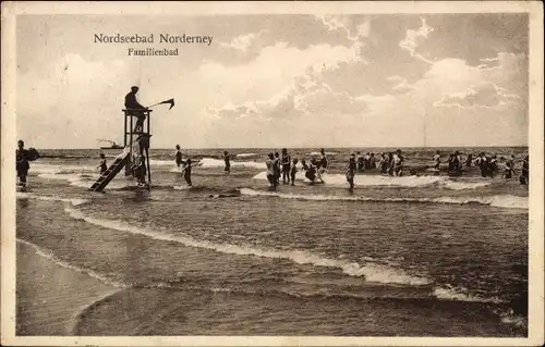 Ak Nordseebad Norderney in Ostfriesland, Familienbad, Badeaufsicht, Badegäste