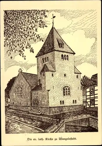 Künstler Ak Wangelnstedt Niedersachsen, ev. luth. Kirche