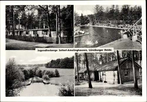 Ak Sottorf Amelinghausen Lüneburger Heide, Jugendherberge, Freibad, Hütten, See