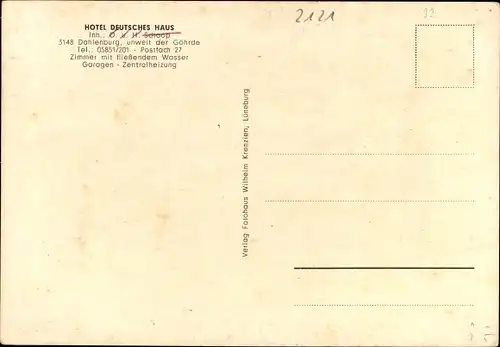 Ak Dahlenburg Niedersachsen, Hotel Deutsches Haus, Inh. Schoop