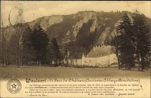 Ak Waulsort Hastière Wallonie Namur, Le Parc du Chateau, ehemalige Benediktinerabtei