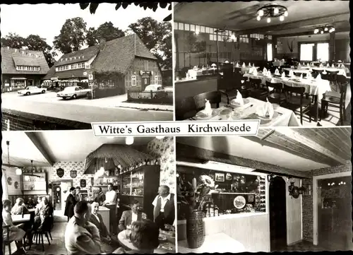 Ak Kirchwalsede in Niedersachsen, Witte's Gasthaus, Außenansicht, Speisesaal, Bar