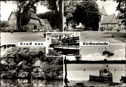 Ak Kirchwalsede in Niedersachsen, Kirche, See, Straßenpartie, Hotel