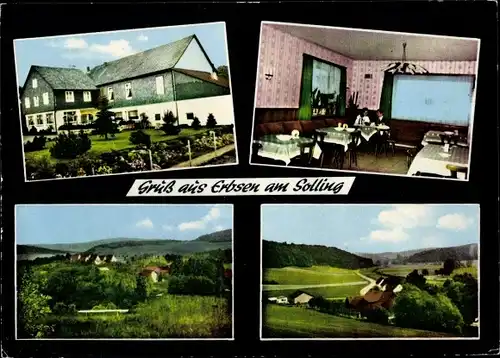 Ak Erbsen Adelebsen Niedersachsen, Gasthaus Zum düstern Born, Panorama, Außenansicht, Speisesaal