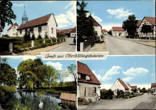 Ak Billingshausen Bovenden Niedersachsen, Kirche, Teich, Teilortsansichten