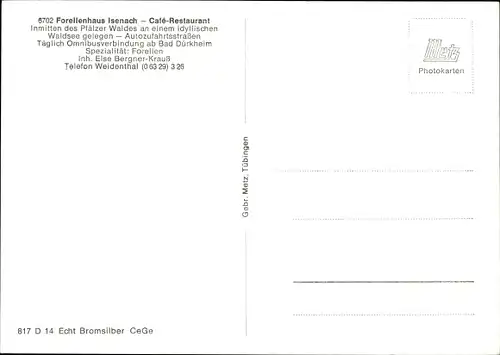 Ak Bad Dürkheim am Pfälzerwald, Forellenhaus Isenach