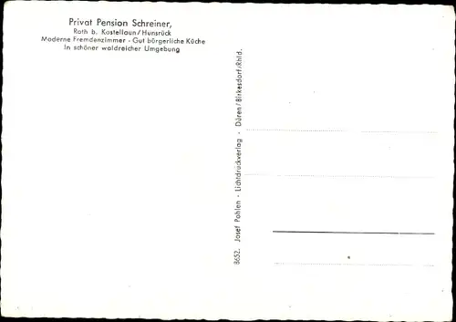 Ak Roth bei Kastellaun im Hunsrück, Privat Pension Schreiner, Panorama, Teilansichten