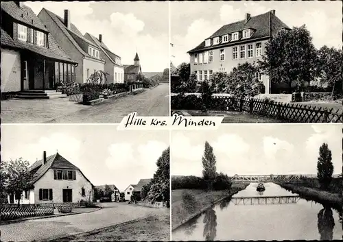 Ak Hille in Ostwestfalen, Brücke, Ortspartien, Gebäude, Straßenansicht