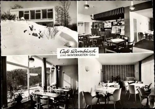 Ak Winterkasten Lindenfels Odenwald, Café Dornbusch, Inh. Georg Schmitt