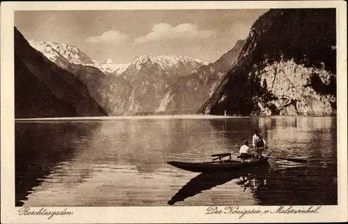 Ak Oberbayern, Der Königssee vom Malerwinkel, Boot