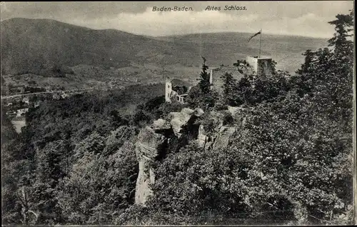 Ak Baden Baden am Schwarzwald, Altes Schloss, Panorama